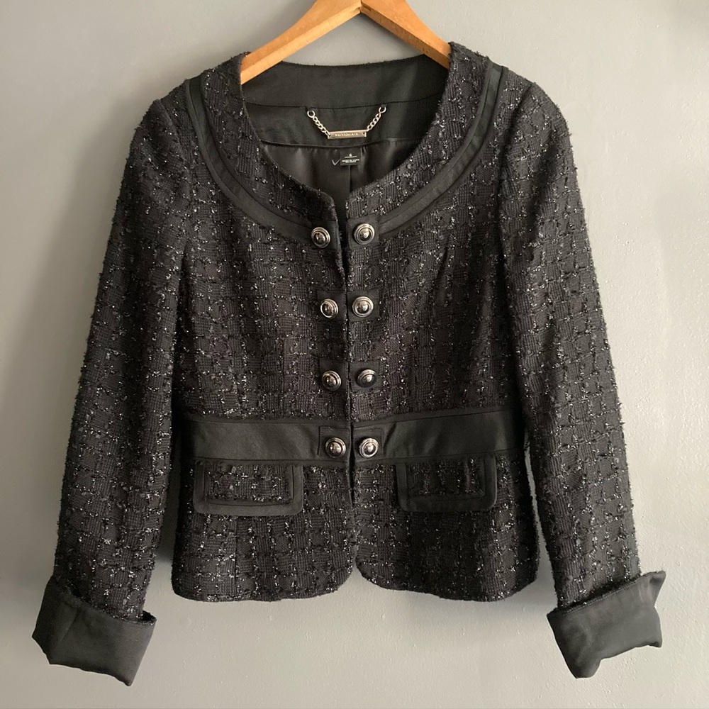 White House Black Market Elegant Black Tweed Women's Jacket